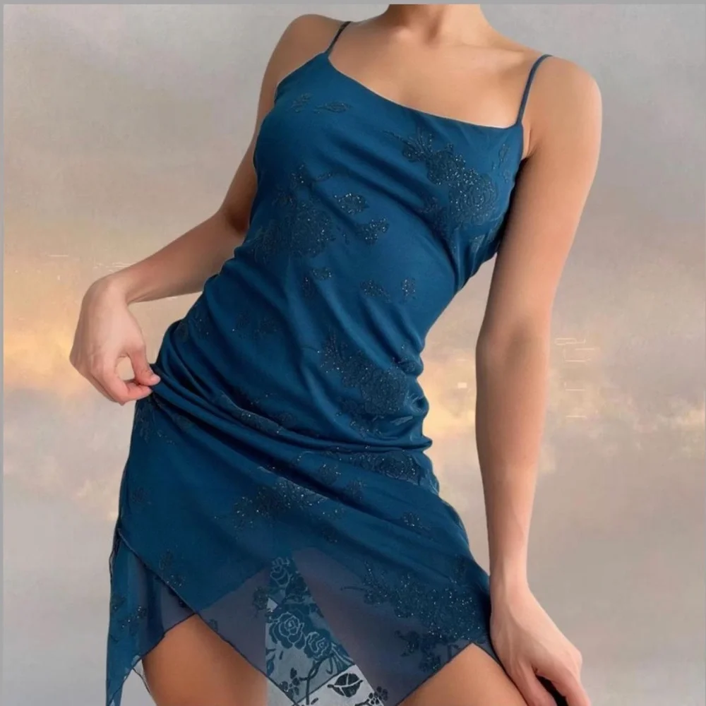 Vintage teal mesh fairy dress - Picture 1 of 7